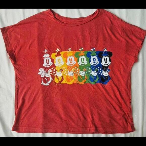 Vintage Disney Minnie Mouse Rainbow Crop Top Size Medium - Picture 1 of 7